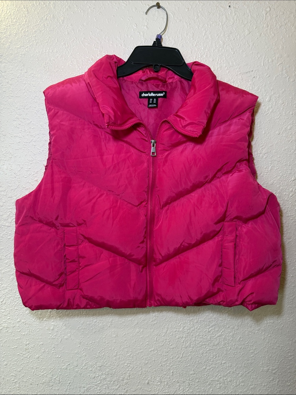 Charlotte Russe Bright Pink Quilted Puffer Vest